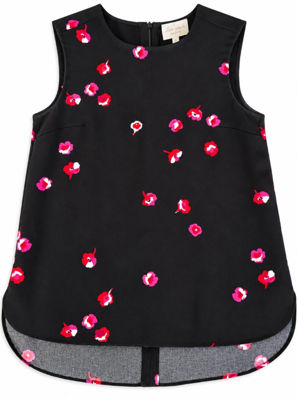 Kate Spade Black Floral Sleeveless Blouse Pink Red Top Size 2